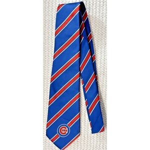Chicago Cubs MLB Necktie Blue Red Striped Baseball Logo Men's Tie